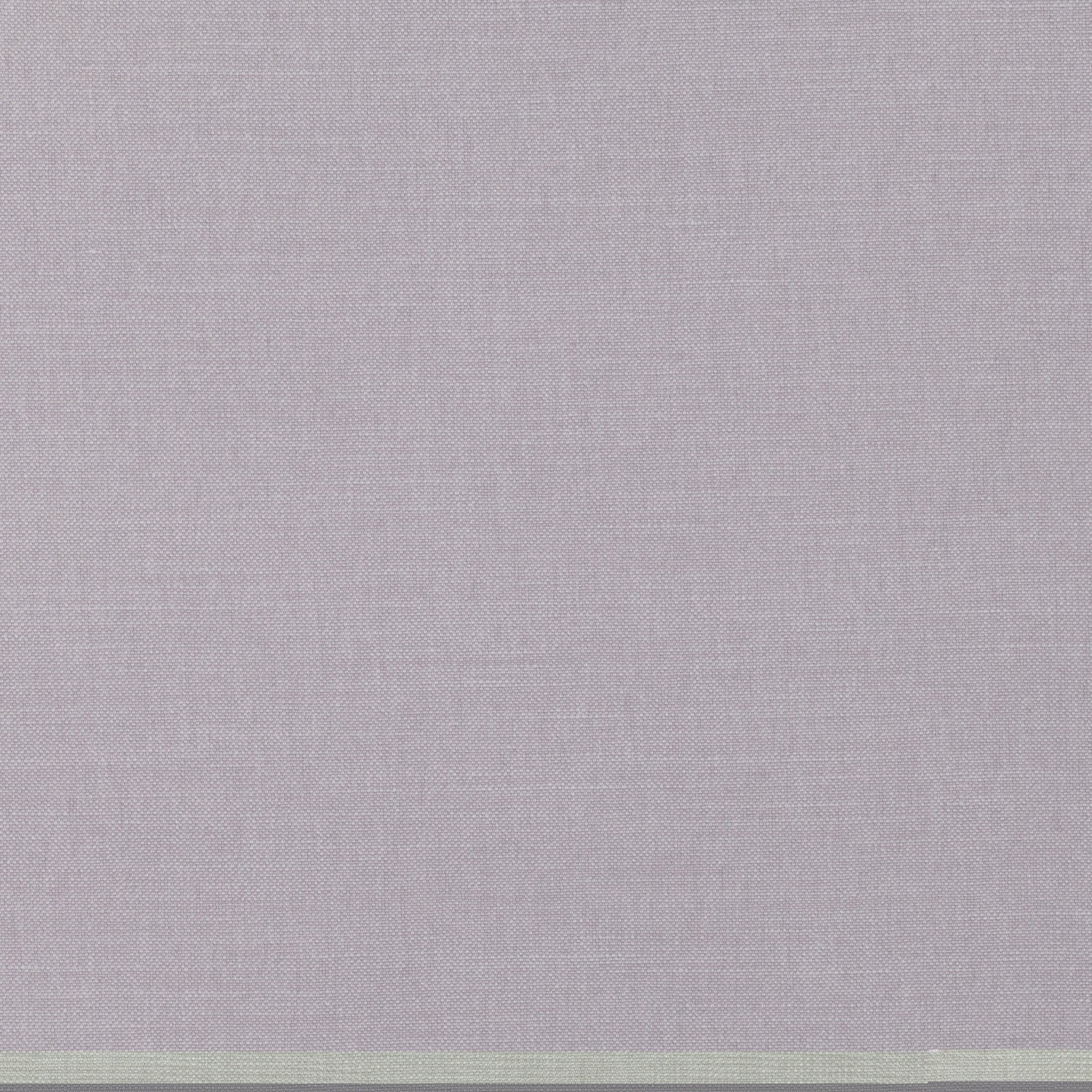 Pale lilac-grey plain weave with subtly mottled texture and green-grey lower selvedge