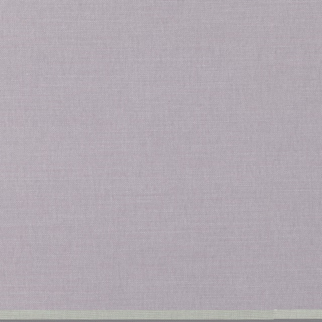 Pale lilac-grey plain weave with subtly mottled texture and green-grey lower selvedge