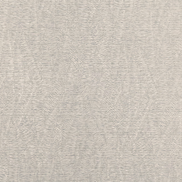 Pale silver-grey wallpaper with fine broken chevrons in wavering vertical bands