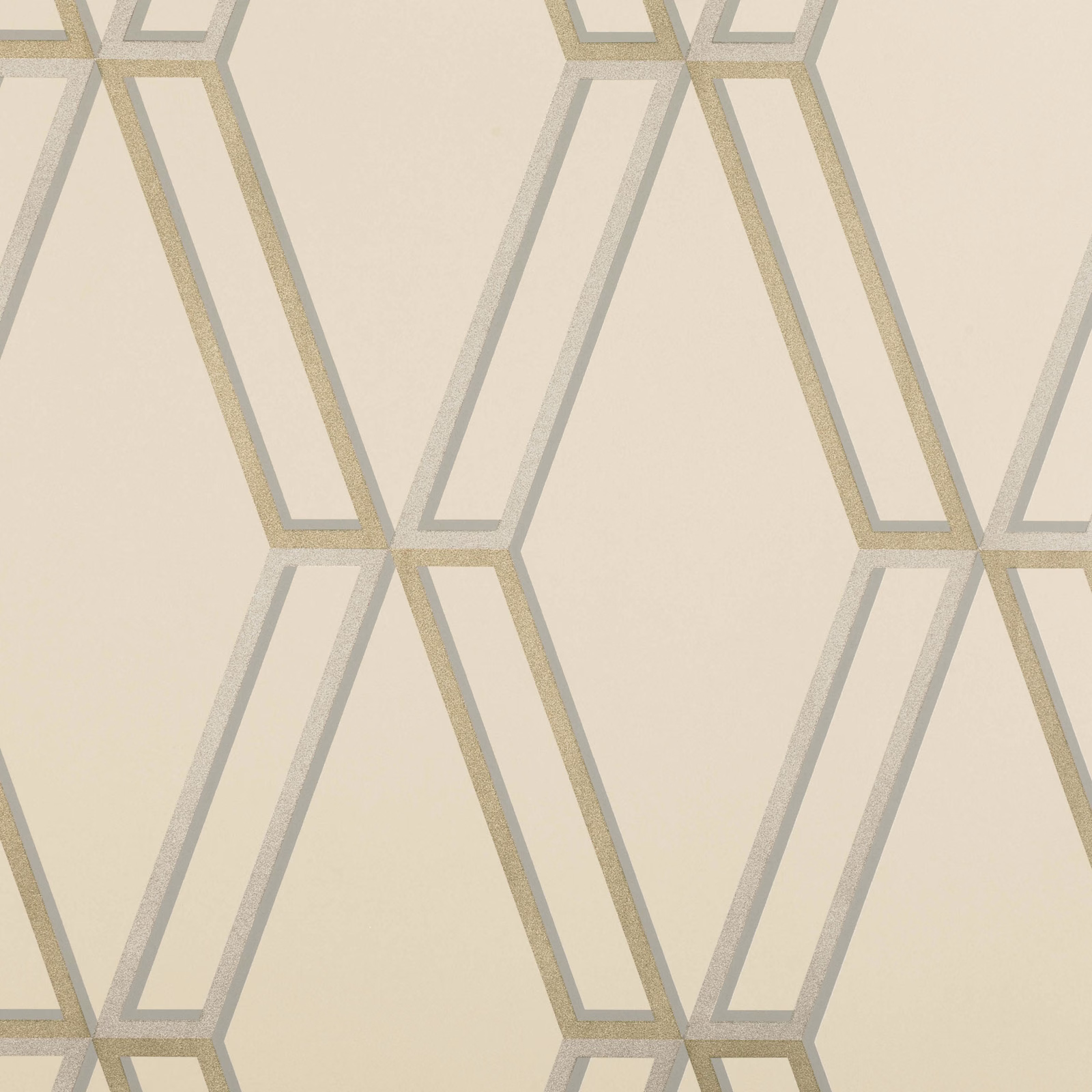 Warm travertine cream wallpaper with large grey and taupe angular geometric outlines