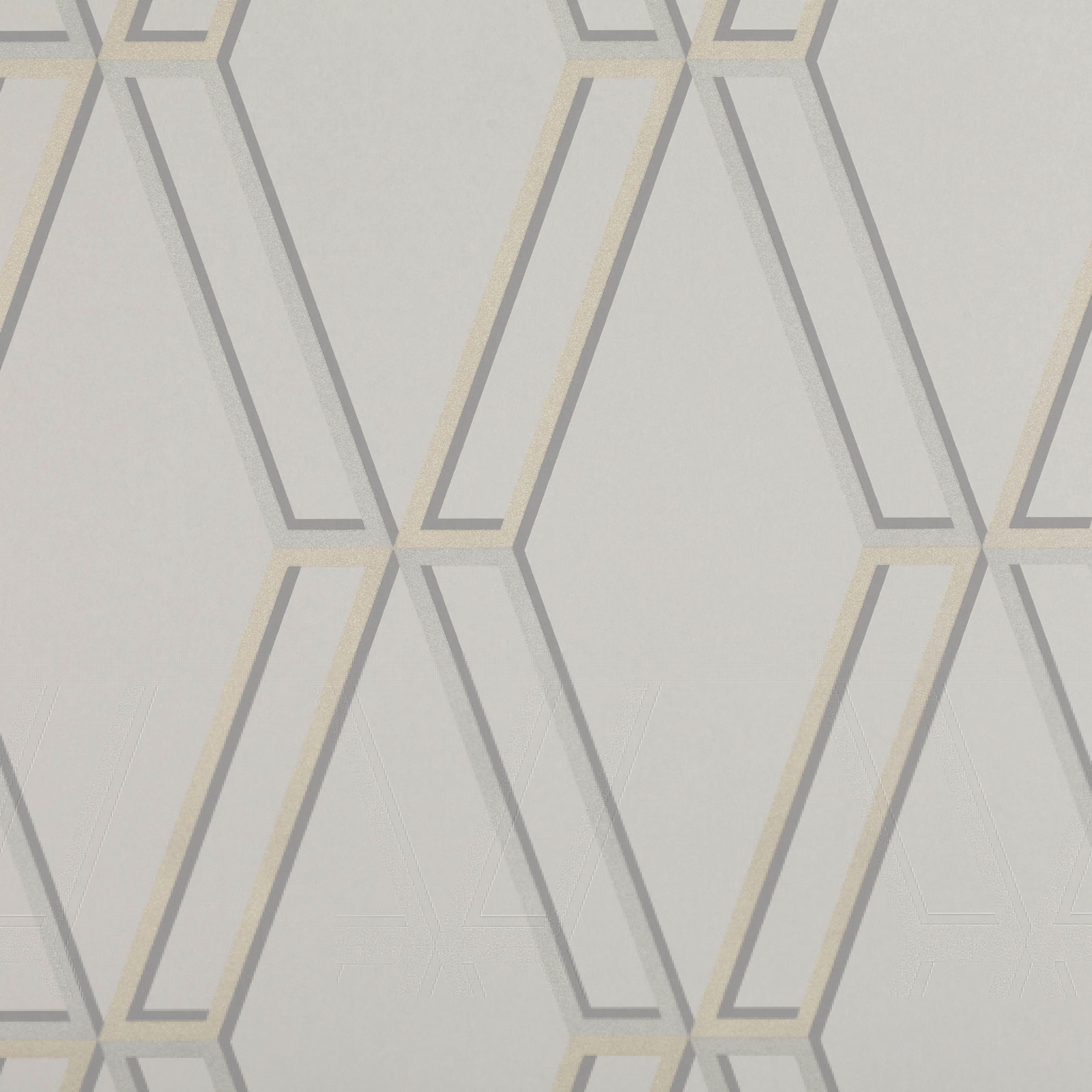 Pale turtle dove grey wallpaper with interlocking angular lines and ivory accents