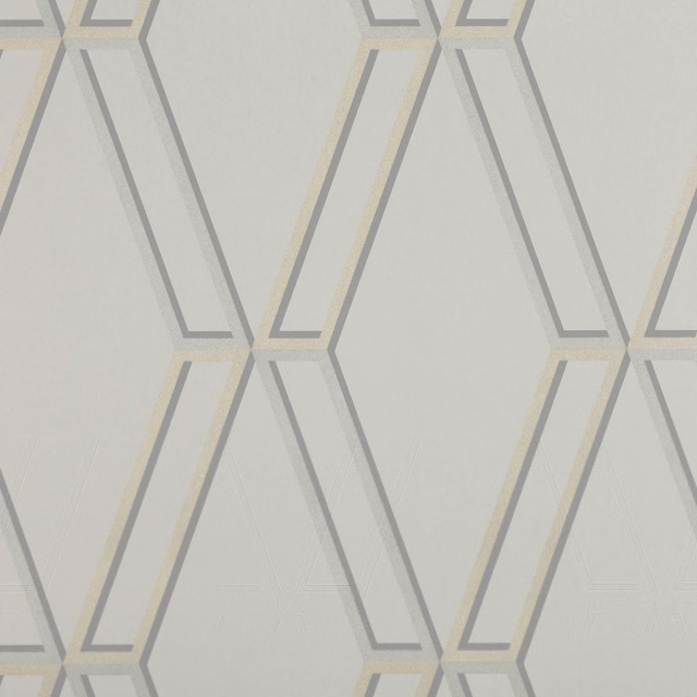 Pale turtle dove grey wallpaper with interlocking angular lines and ivory accents