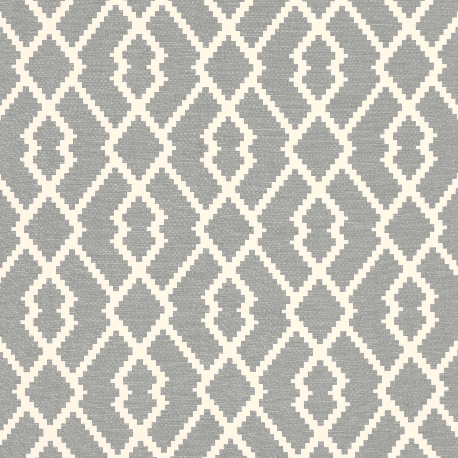 Muted eucalyptus grey-green fabric with cream interlocking diamond lattice and fine woven texture