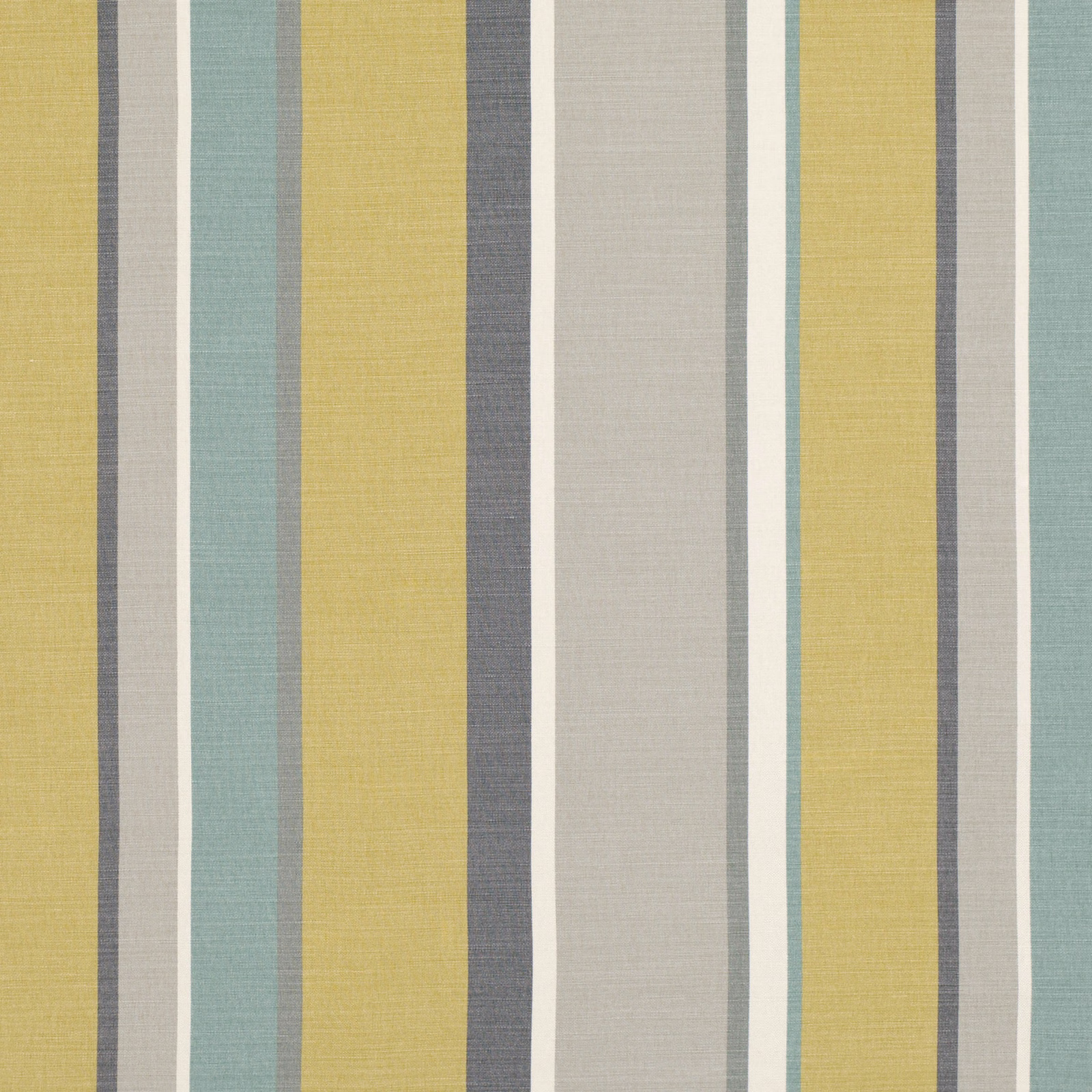 Mustard, aqua, grey and ivory vertical stripes with a fine woven texture
