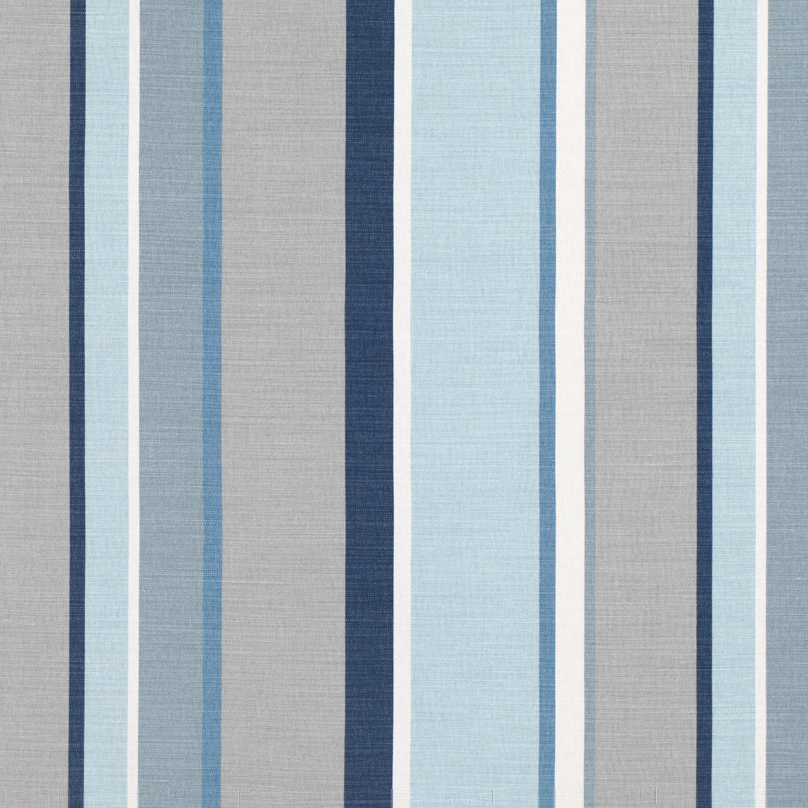 Cool denim-blue and pale grey vertical stripes in a fine textured weave