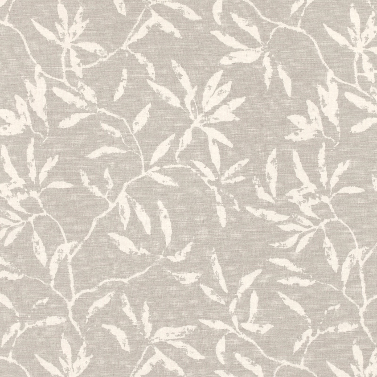 Mushroom taupe woven ground with ivory branching botanical leaves