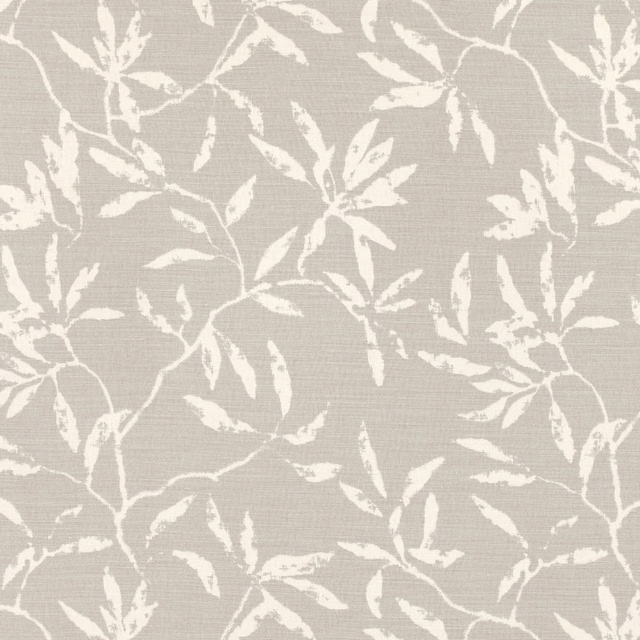 Mushroom taupe woven ground with ivory branching botanical leaves