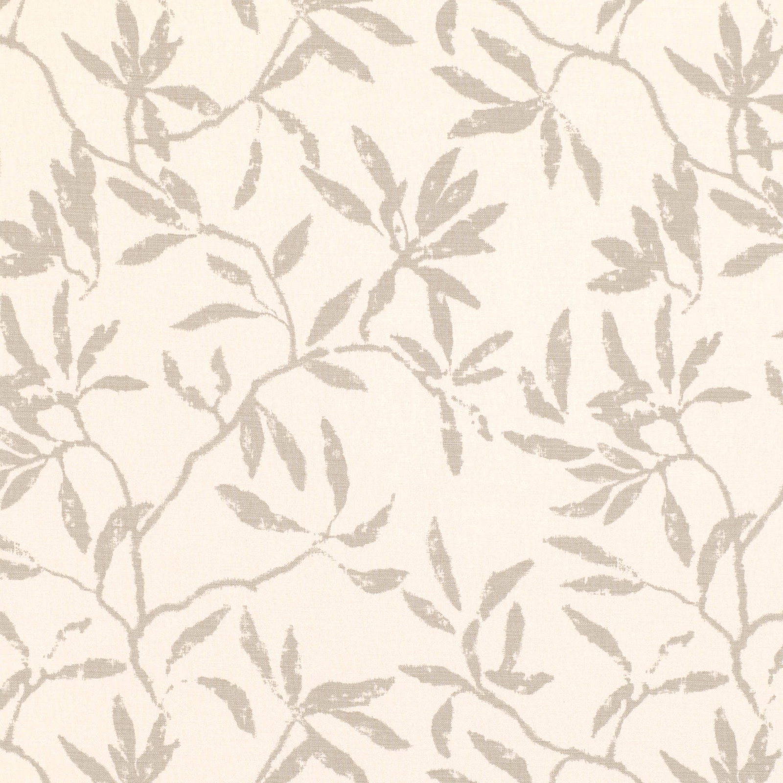 Oyster woven ground with soft taupe-grey trailing leaves and branching stems