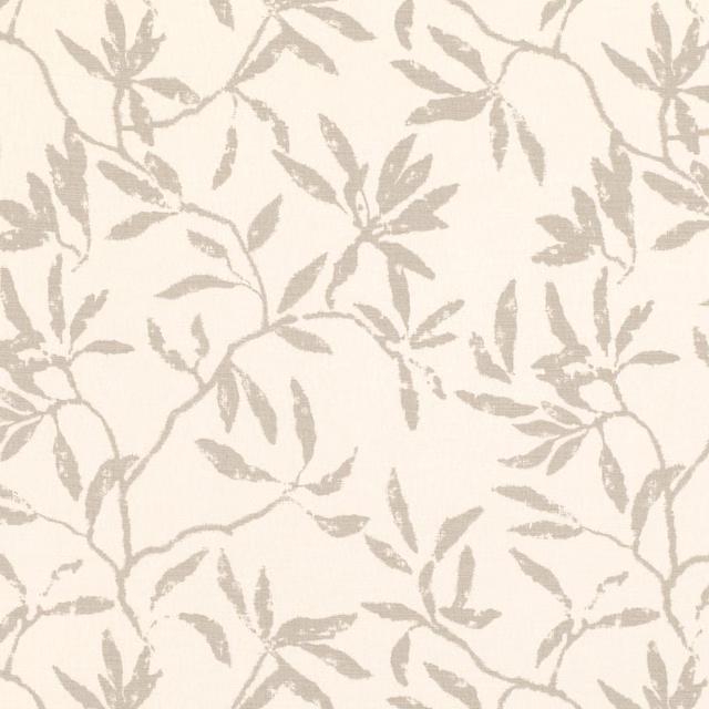 Oyster woven ground with soft taupe-grey trailing leaves and branching stems