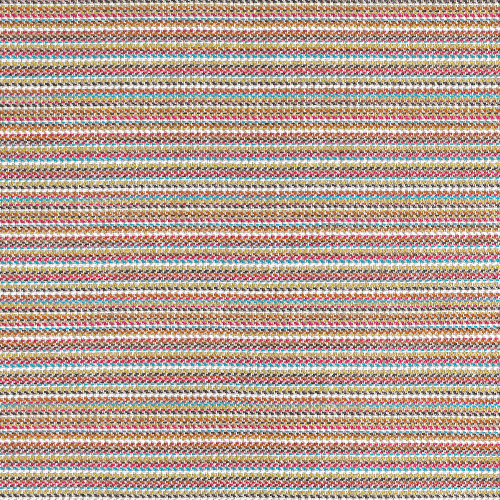 Close-up of Esker Multi’s cream ground with teal, terracotta and mustard woven rows.