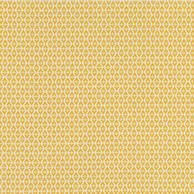 Maize yellow and ivory small-scale geometric lattice with a finely textured woven surface