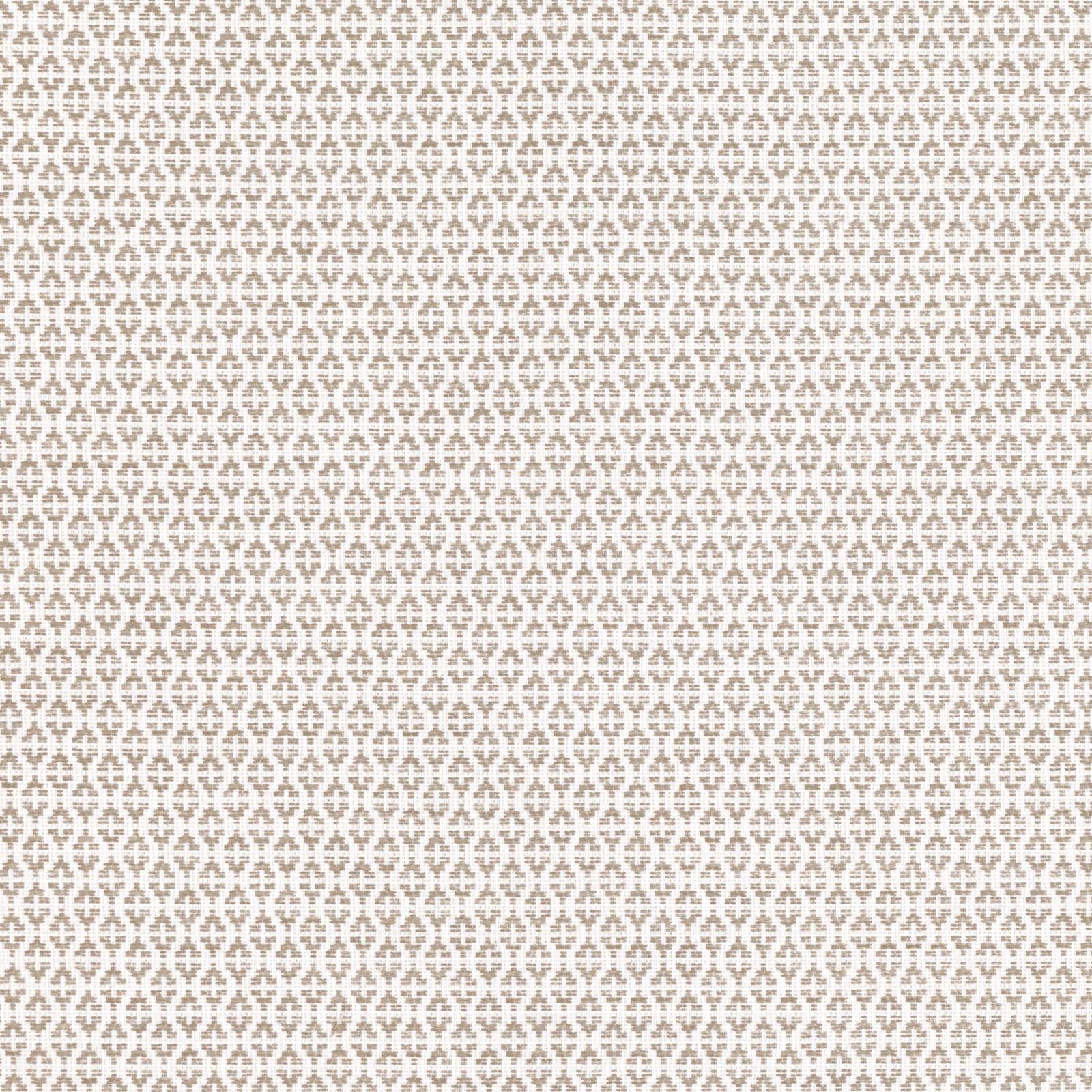 Oat-beige fabric with dense taupe interlocking geometric weave