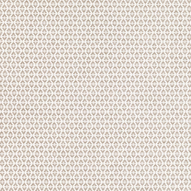 Oat-beige fabric with dense taupe interlocking geometric weave