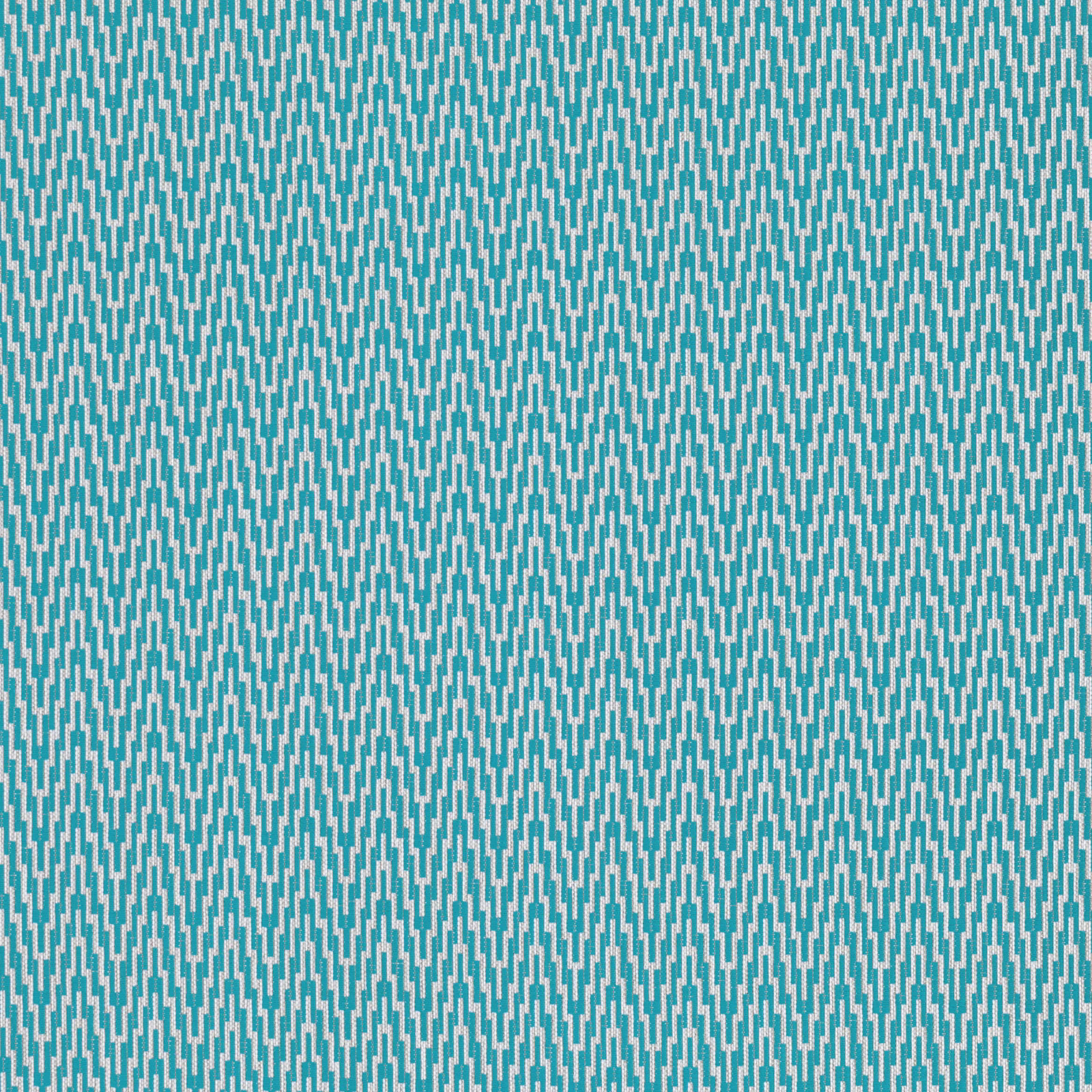 Deep peacock teal woven fabric with fine pale blue vertical zigzag lines