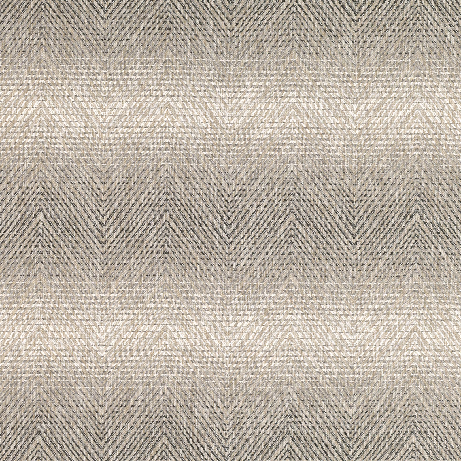 Charcoal-grey woven fabric with pale taupe bands and repeating chevron texture