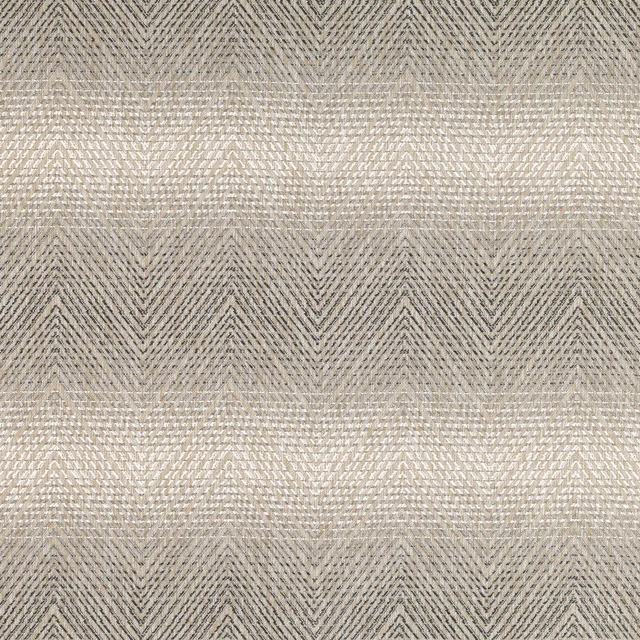 Charcoal-grey woven fabric with pale taupe bands and repeating chevron texture