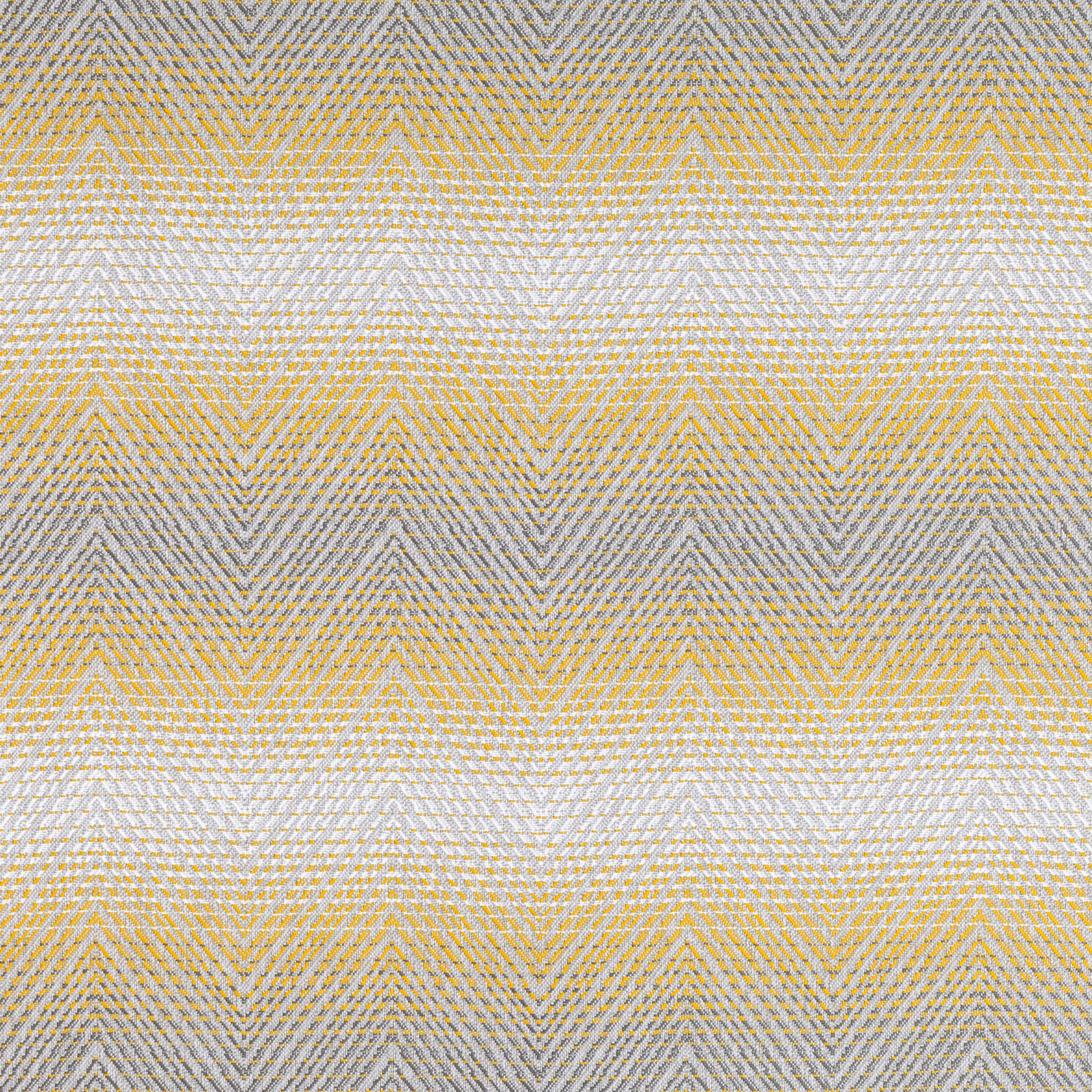Maize yellow and dove grey woven chevron textile with fine herringbone texture
