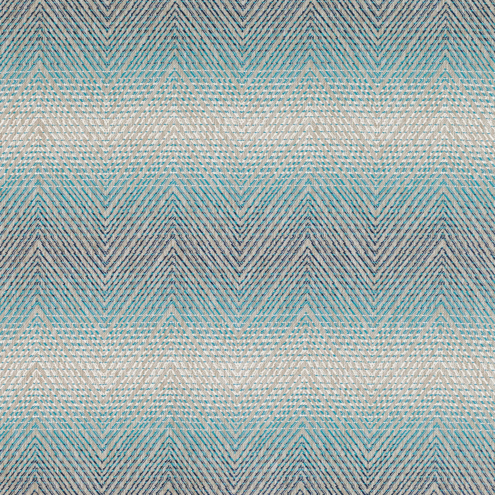 Muted peacock teal chevron weave with pale aqua and sandy horizontal bands