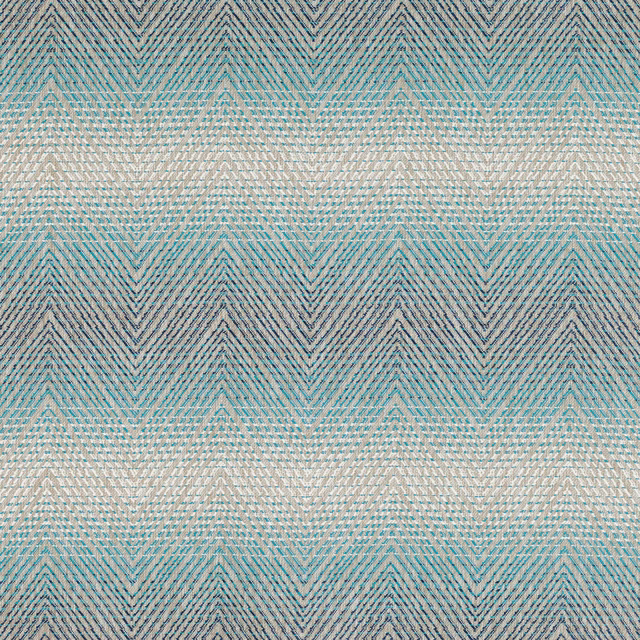 Muted peacock teal chevron weave with pale aqua and sandy horizontal bands