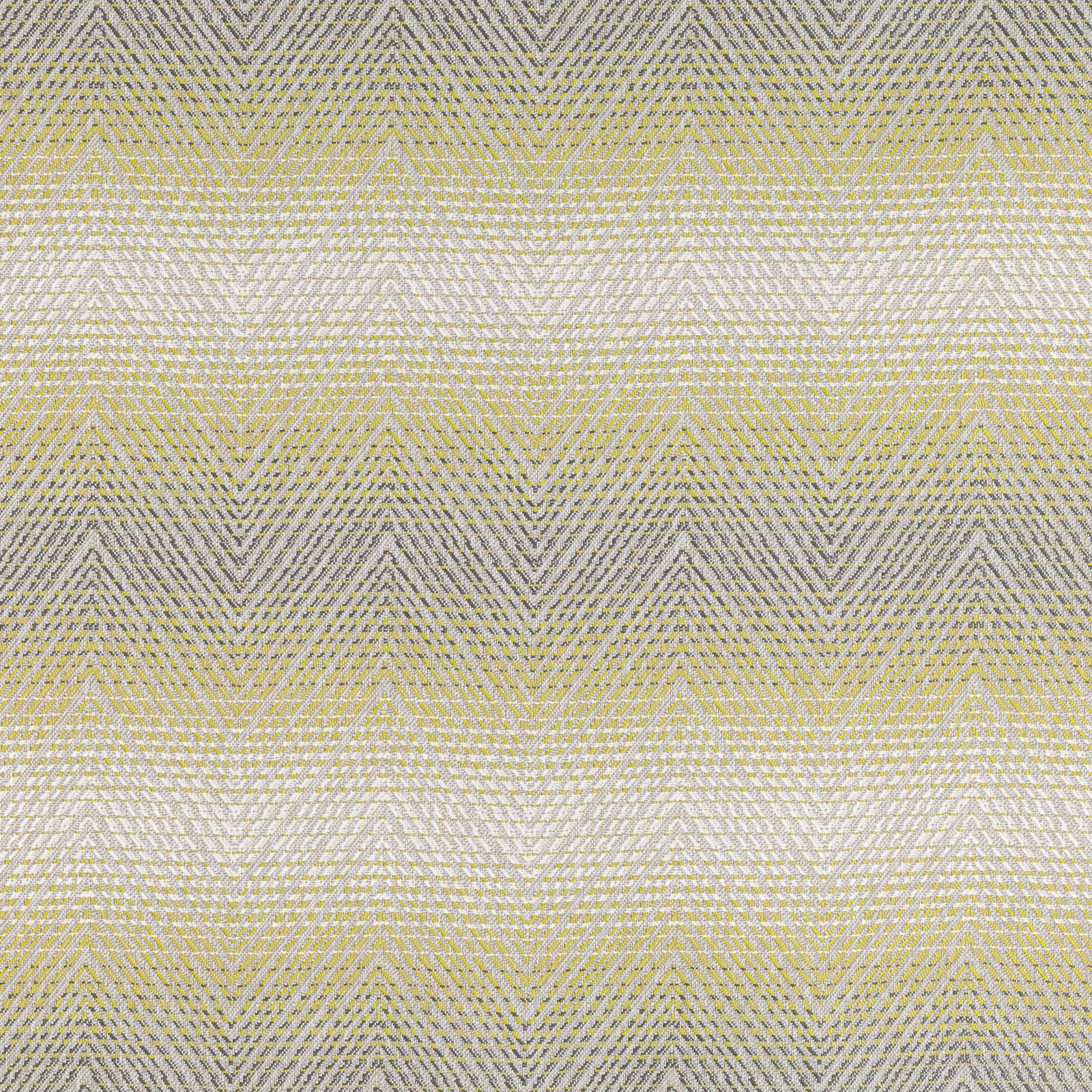Pale grey woven fabric with repeating wasabi-green chevrons and fine tactile texture