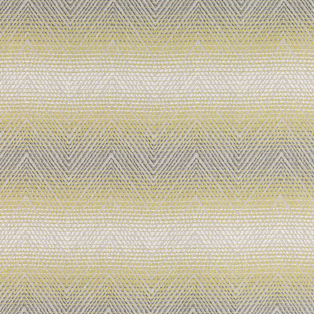 Pale grey woven fabric with repeating wasabi-green chevrons and fine tactile texture