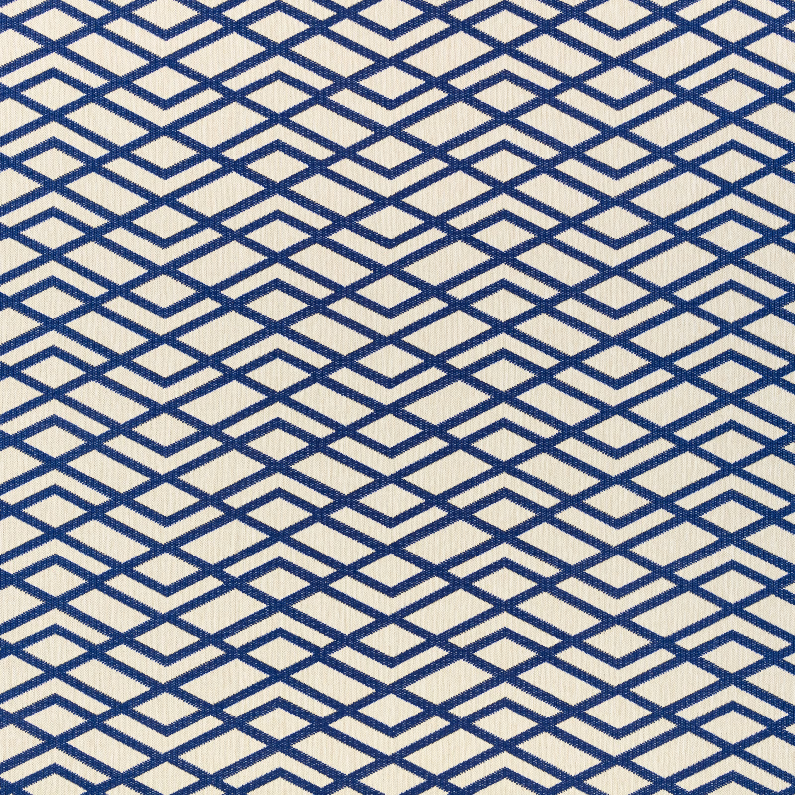 Deep navy interlocking diamond lattice over a textured ivory woven ground