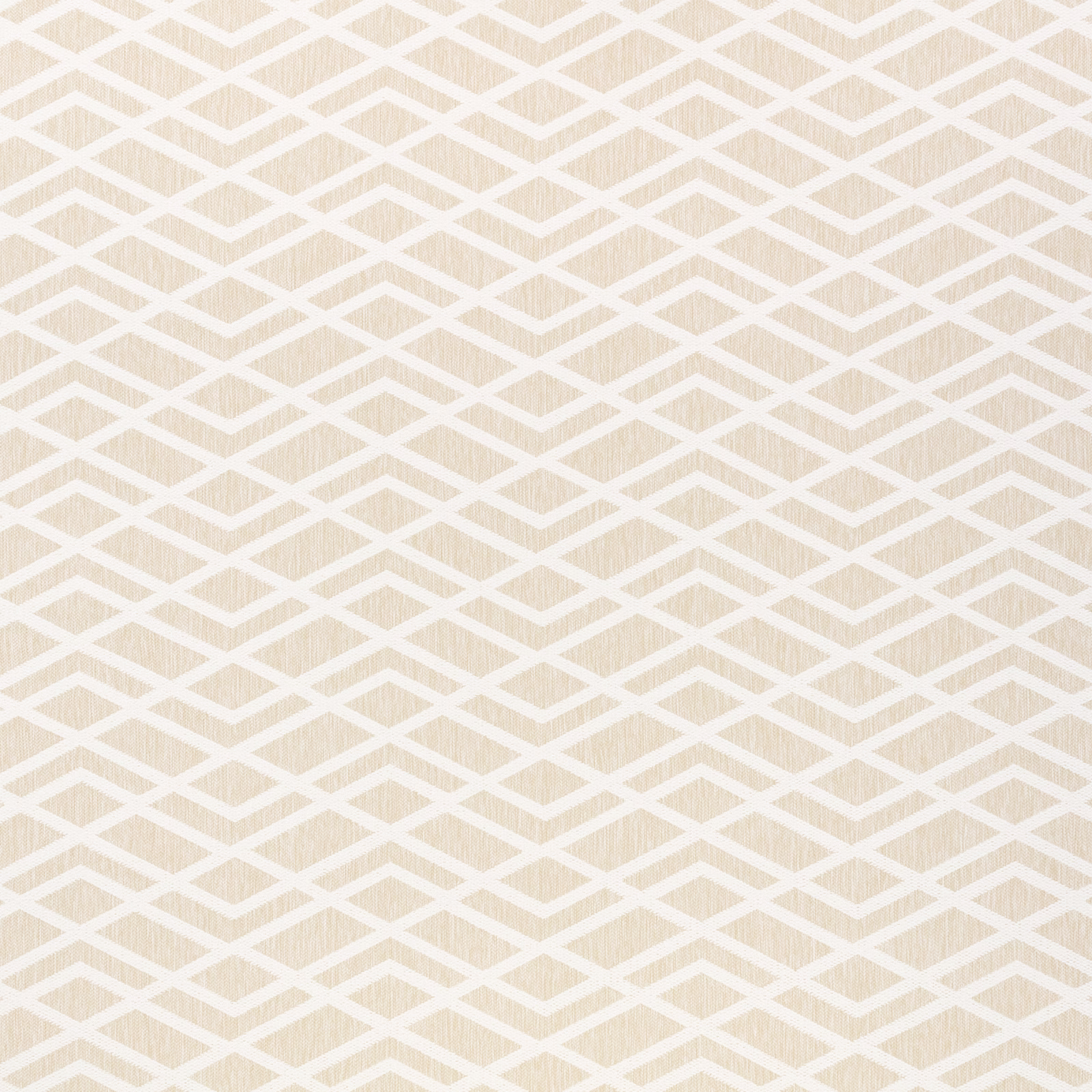 Pale beige woven ground with a crisp cream geometric lattice repeat