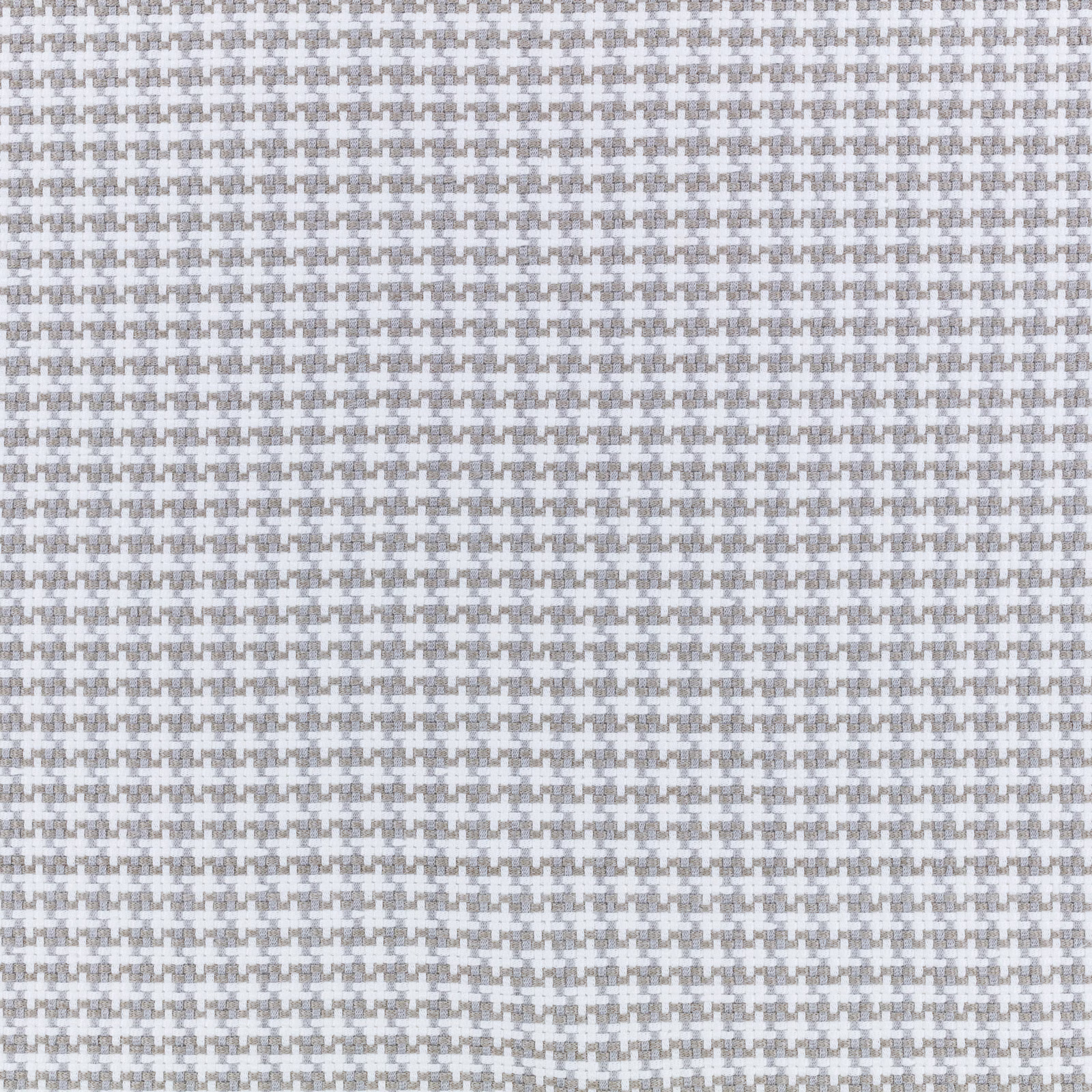 Close-up of pale ivory and taupe-grey micro-check woven outdoor fabric