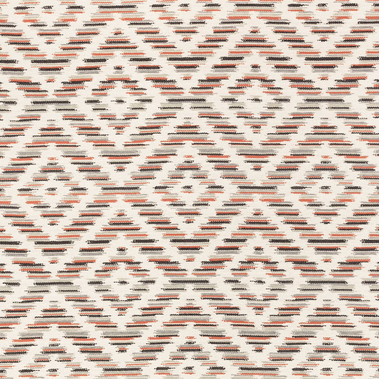 Cream outdoor textile with small broken henna, charcoal and taupe horizontal marks