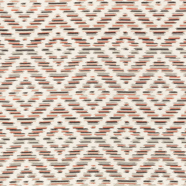 Cream outdoor textile with small broken henna, charcoal and taupe horizontal marks