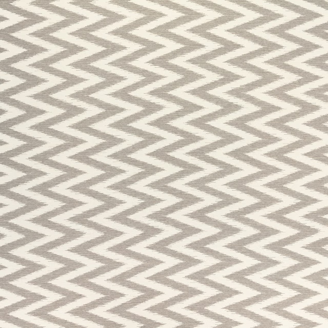 Warm greige and ivory woven fabric with tightly repeated zigzag chevrons