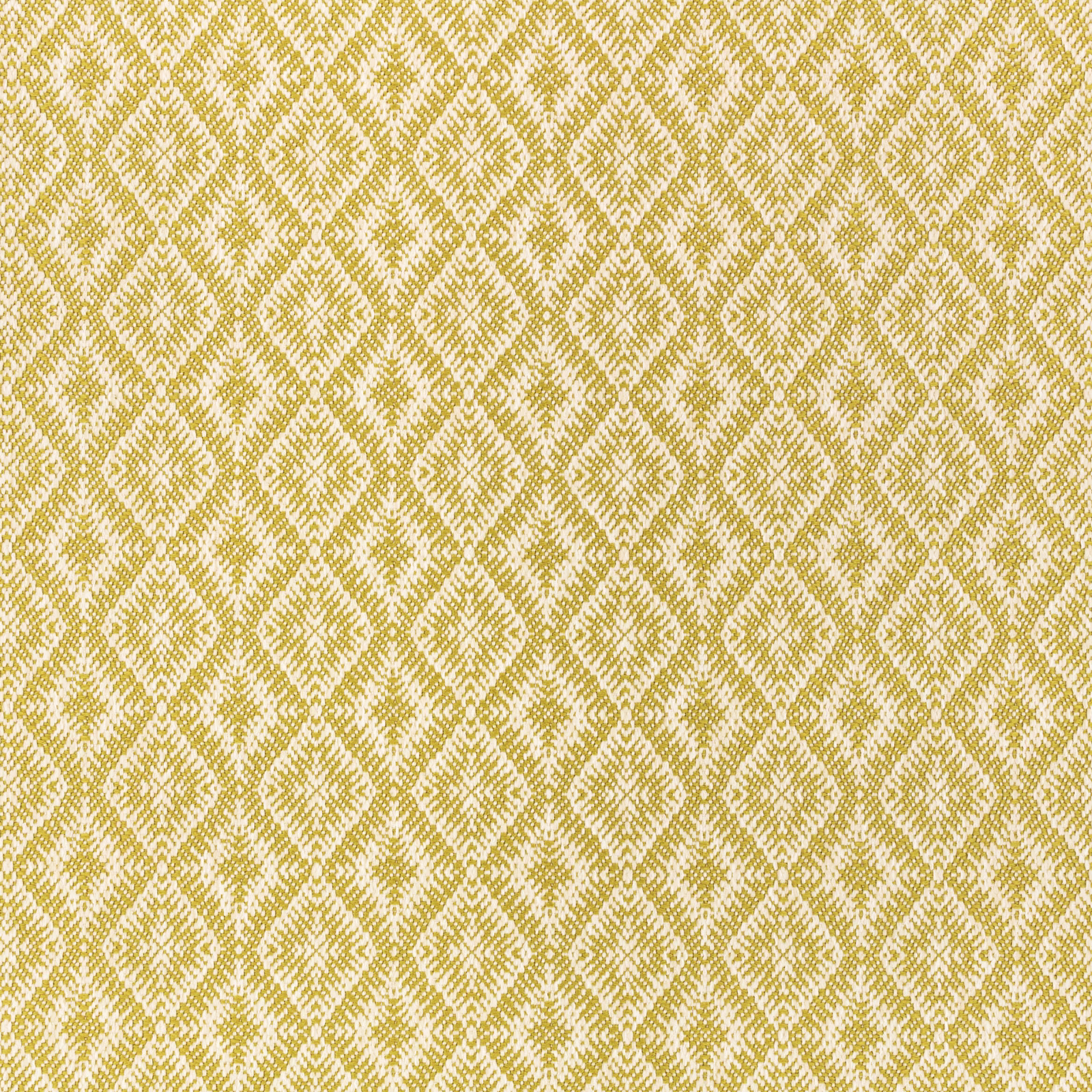 Pesto green and cream woven ikat diamonds in a repeating geometric ground