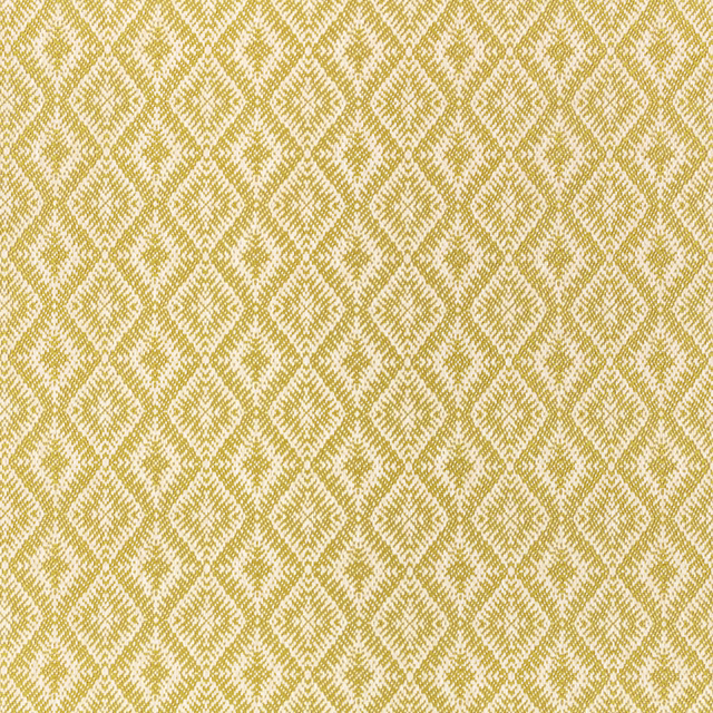 Pesto green and cream woven ikat diamonds in a repeating geometric ground