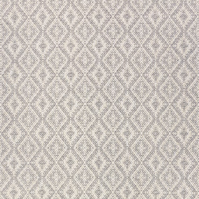 Soft grey and ivory outdoor tweed with repeating woven diamond motifs