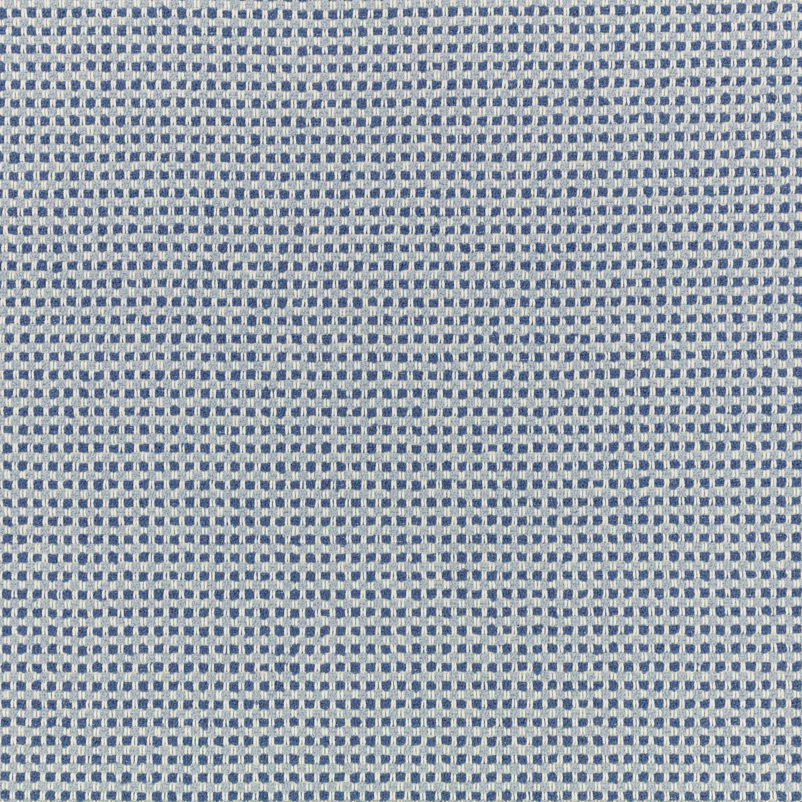 Muted denim blue fabric with a small pale woven check and textured surface