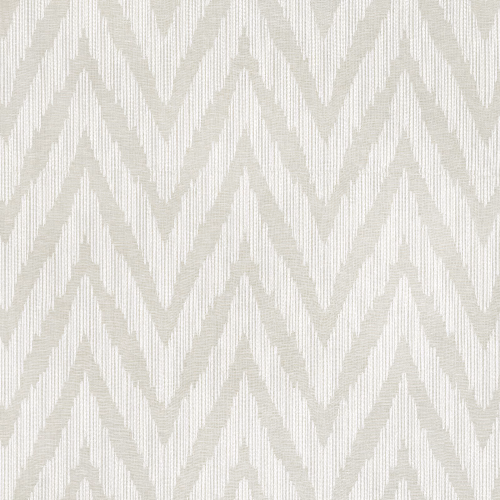 Pale shell ivory fabric with softly ridged repeating chevron zigzags