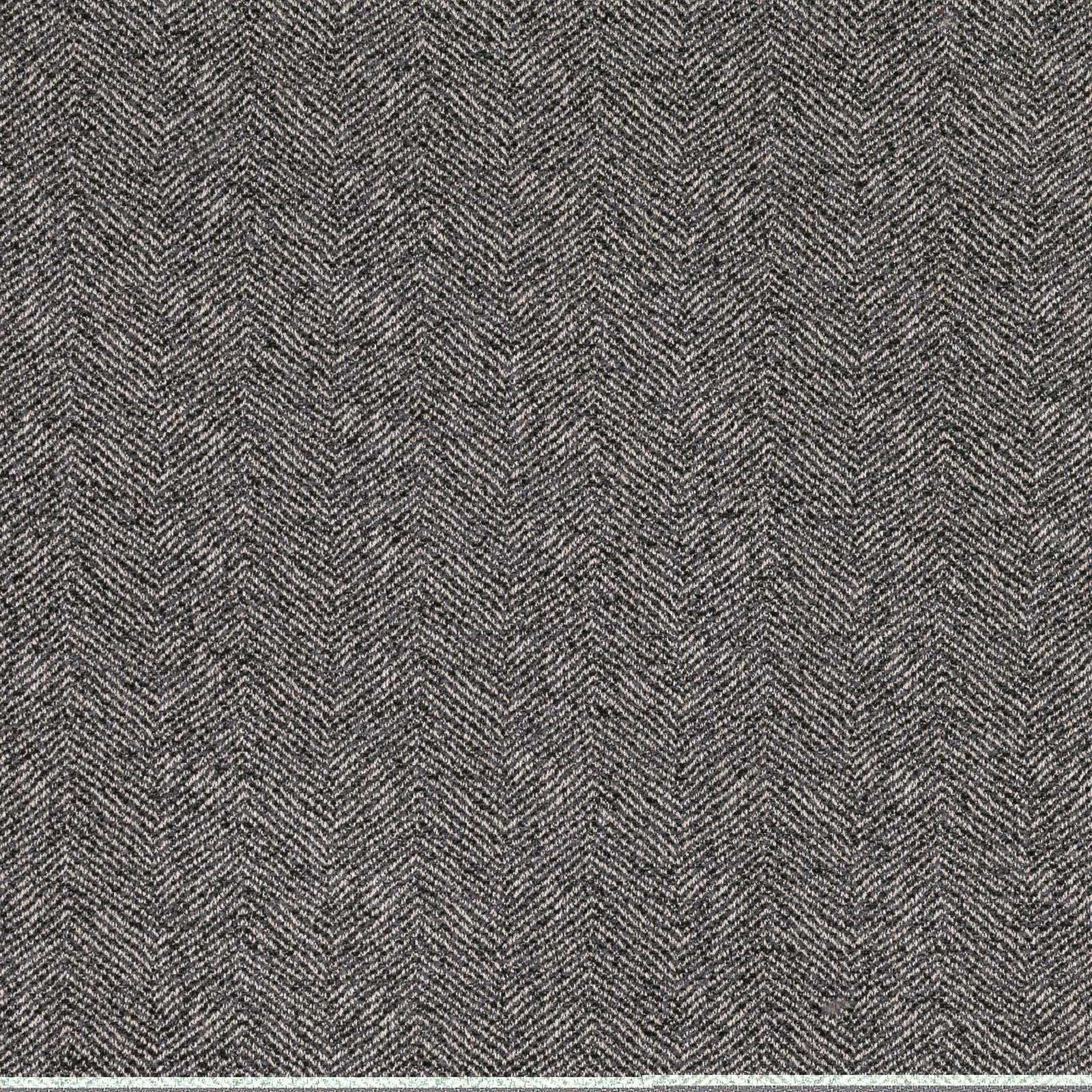 Charcoal-grey Emett Thunder fabric showing a fine, softly textured herringbone weave