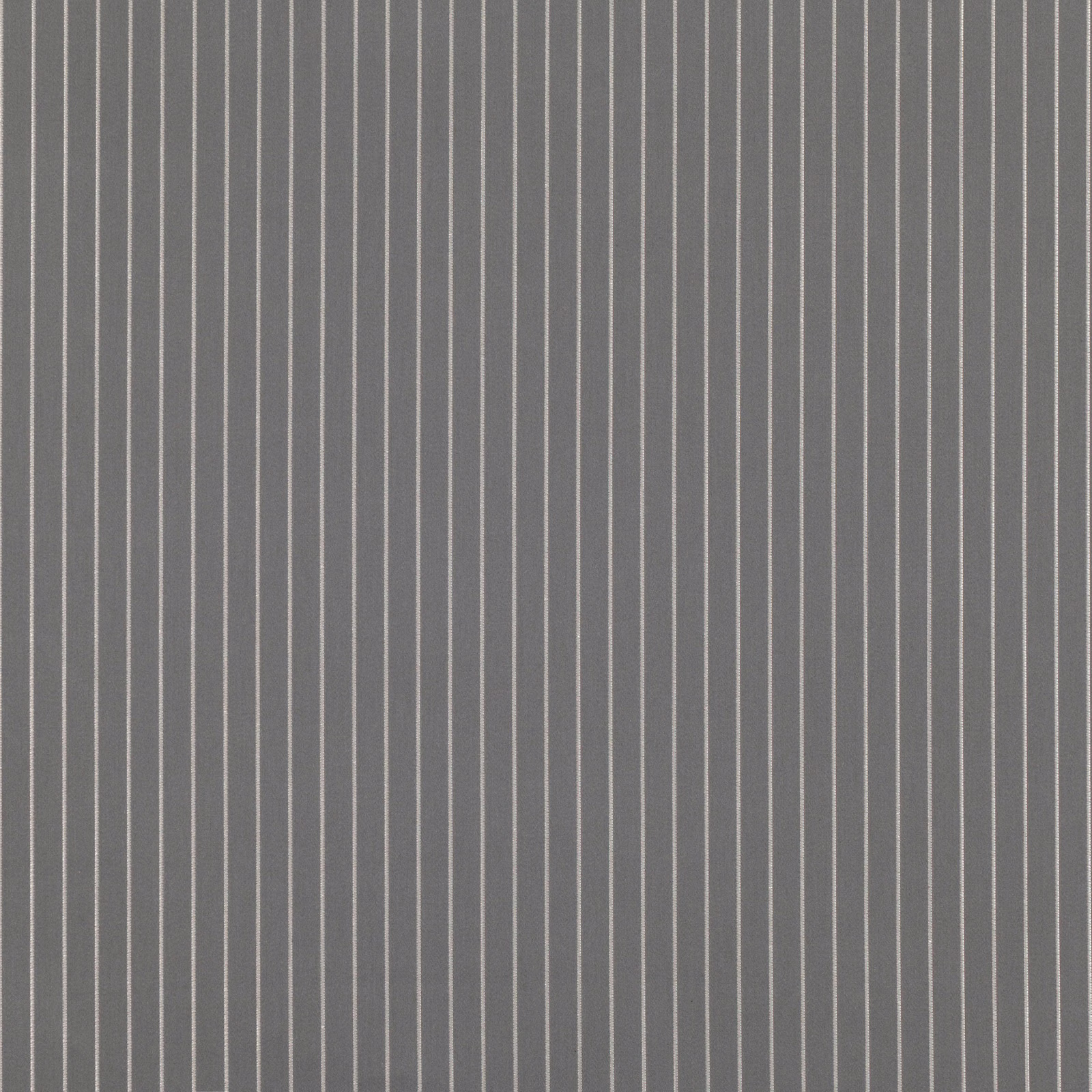 Cool andesite grey fabric with fine pale vertical pinstripes and subtle texture