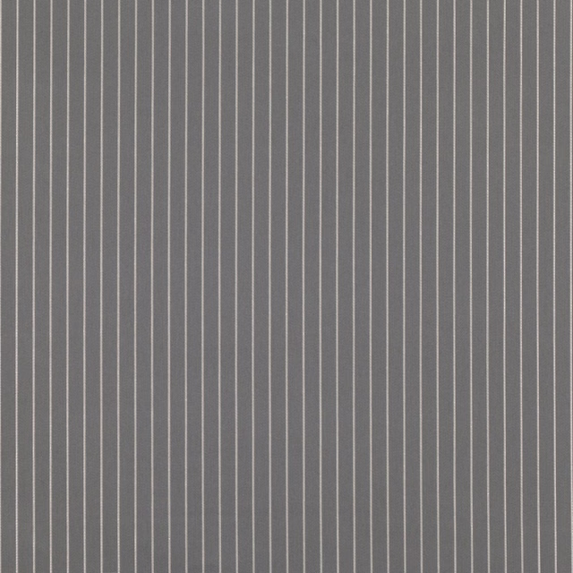 Cool andesite grey fabric with fine pale vertical pinstripes and subtle texture