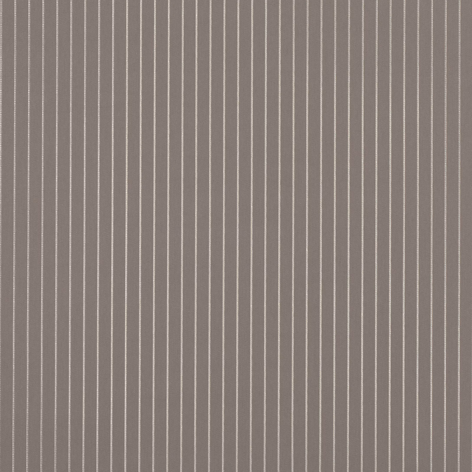 Warm taupe fabric with closely spaced fine cream vertical stripes and subtle woven texture