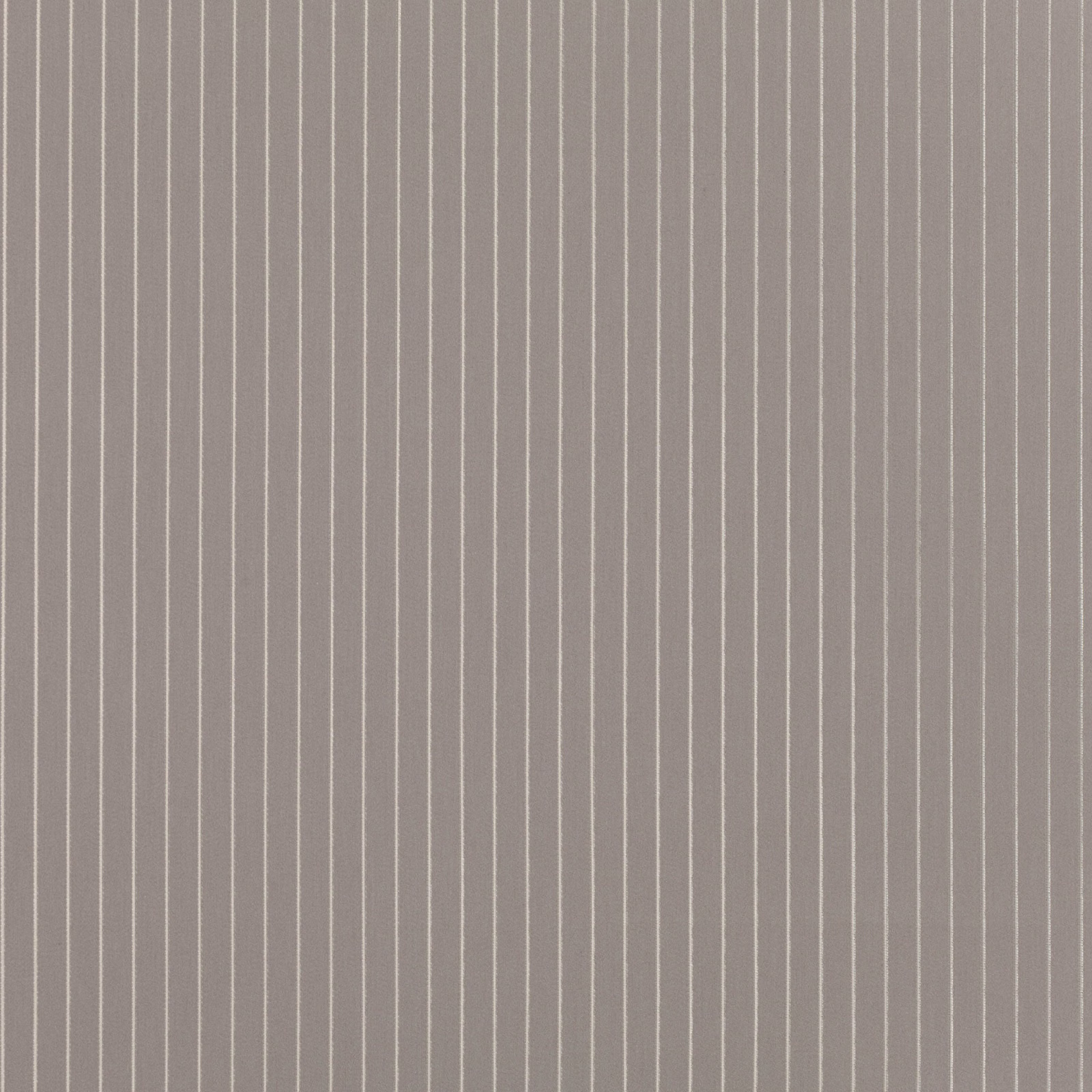 Cool taupe-grey fabric with closely spaced fine vertical pale stripes