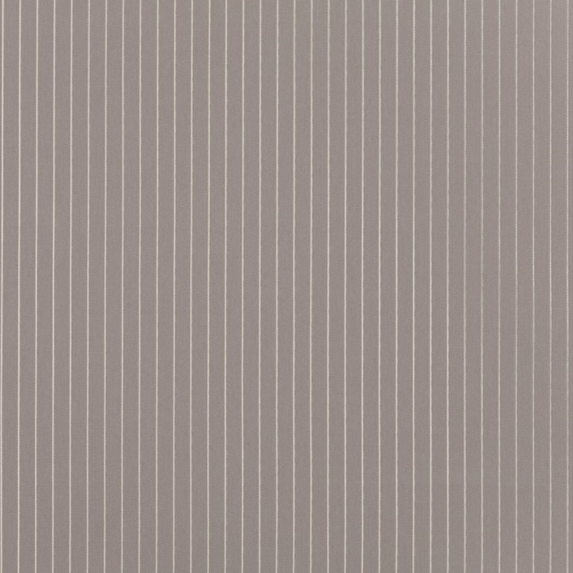 Cool taupe-grey fabric with closely spaced fine vertical pale stripes