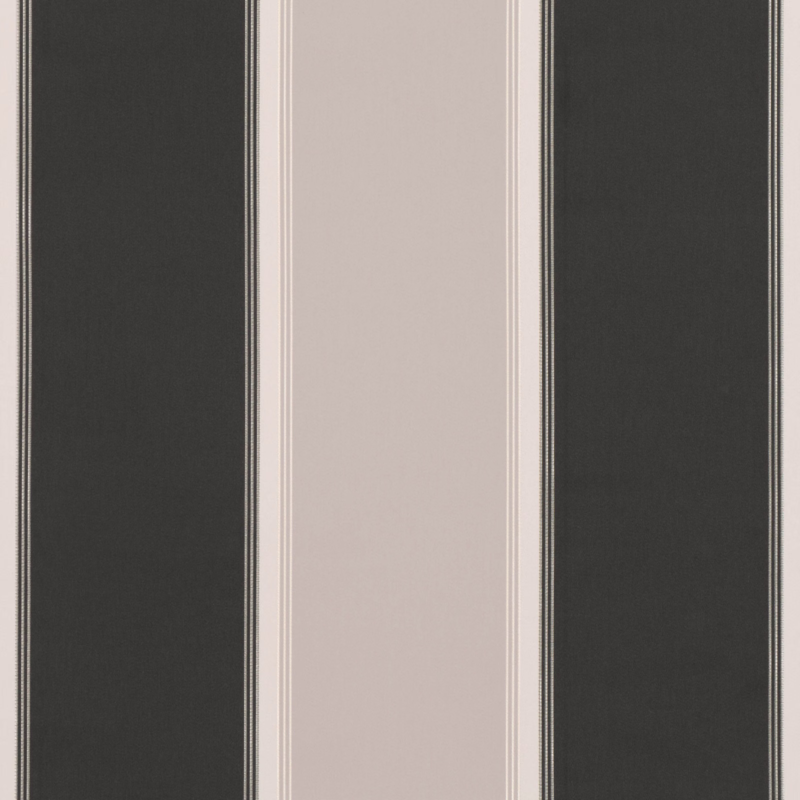 Charcoal and taupe vertical stripe fabric with fine linear borders and subtle texture