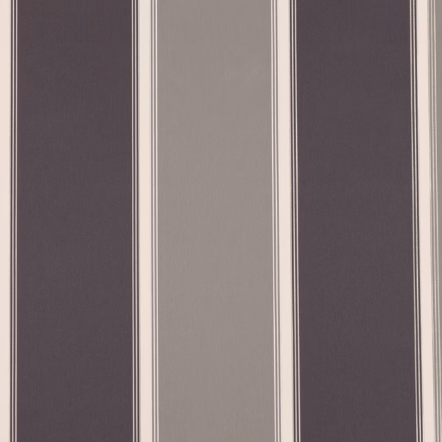 Cool graphite and taupe-grey vertical stripes edged with slim ivory lines