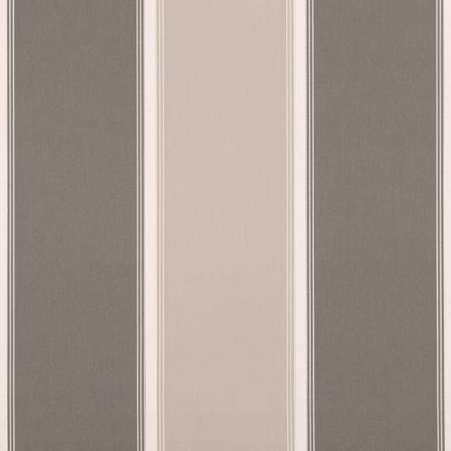 Muted taupe-grey and pale beige vertical striped fabric with a softly textured weave