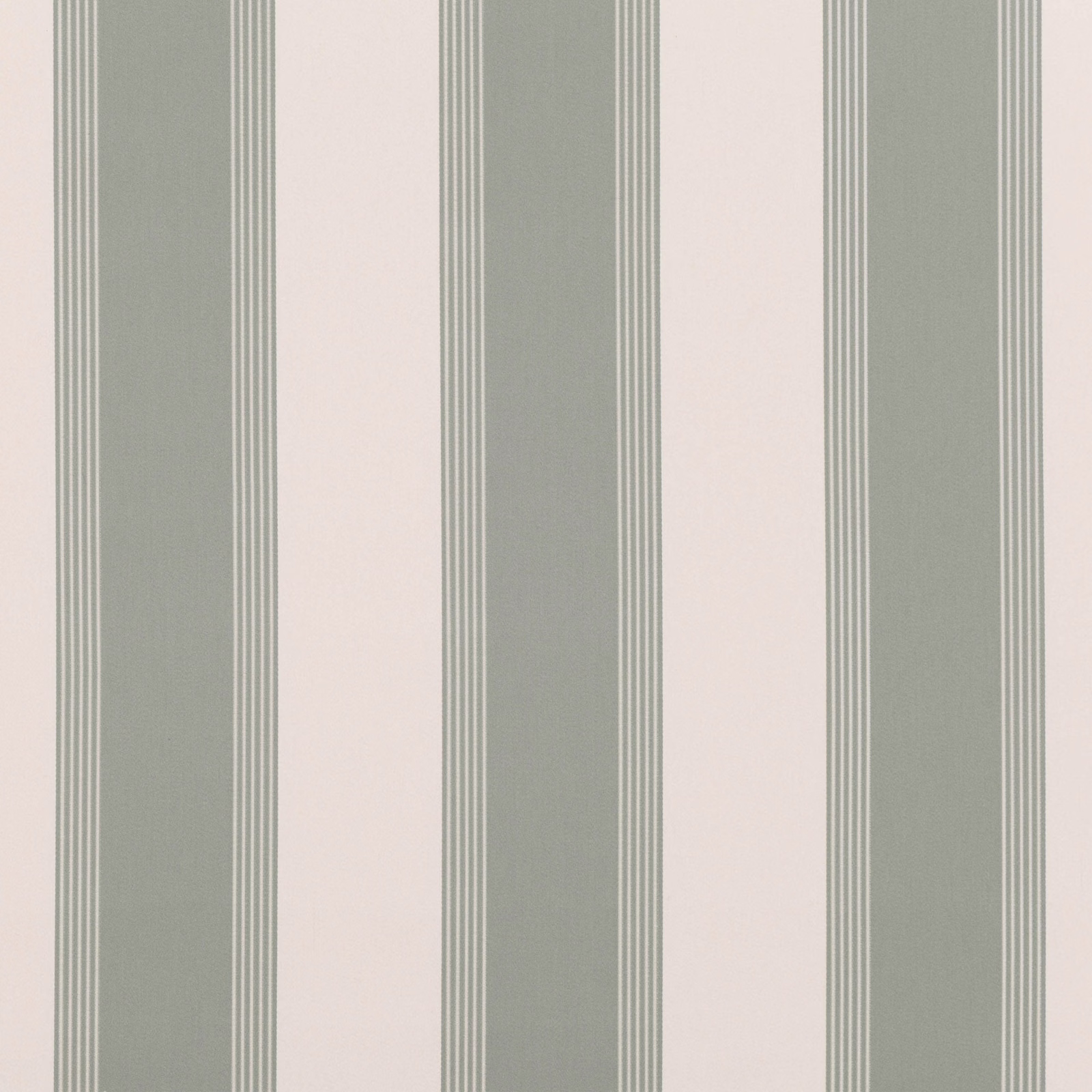 Muted eucalyptus and blush vertical stripes with fine pinstripe edging on a woven surface