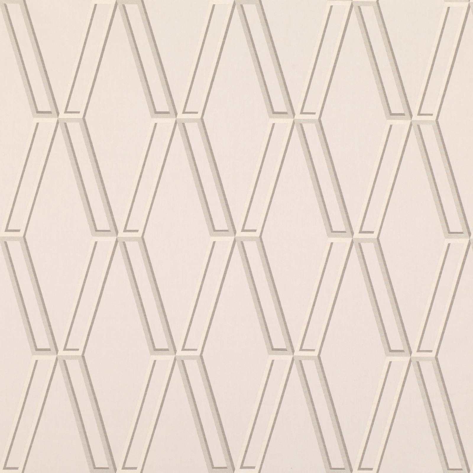 Pale silver birch geometric fabric with repeated outlined angular motifs and subtle texture