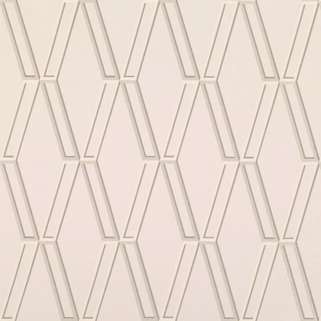 Pale silver birch geometric fabric with repeated outlined angular motifs and subtle texture