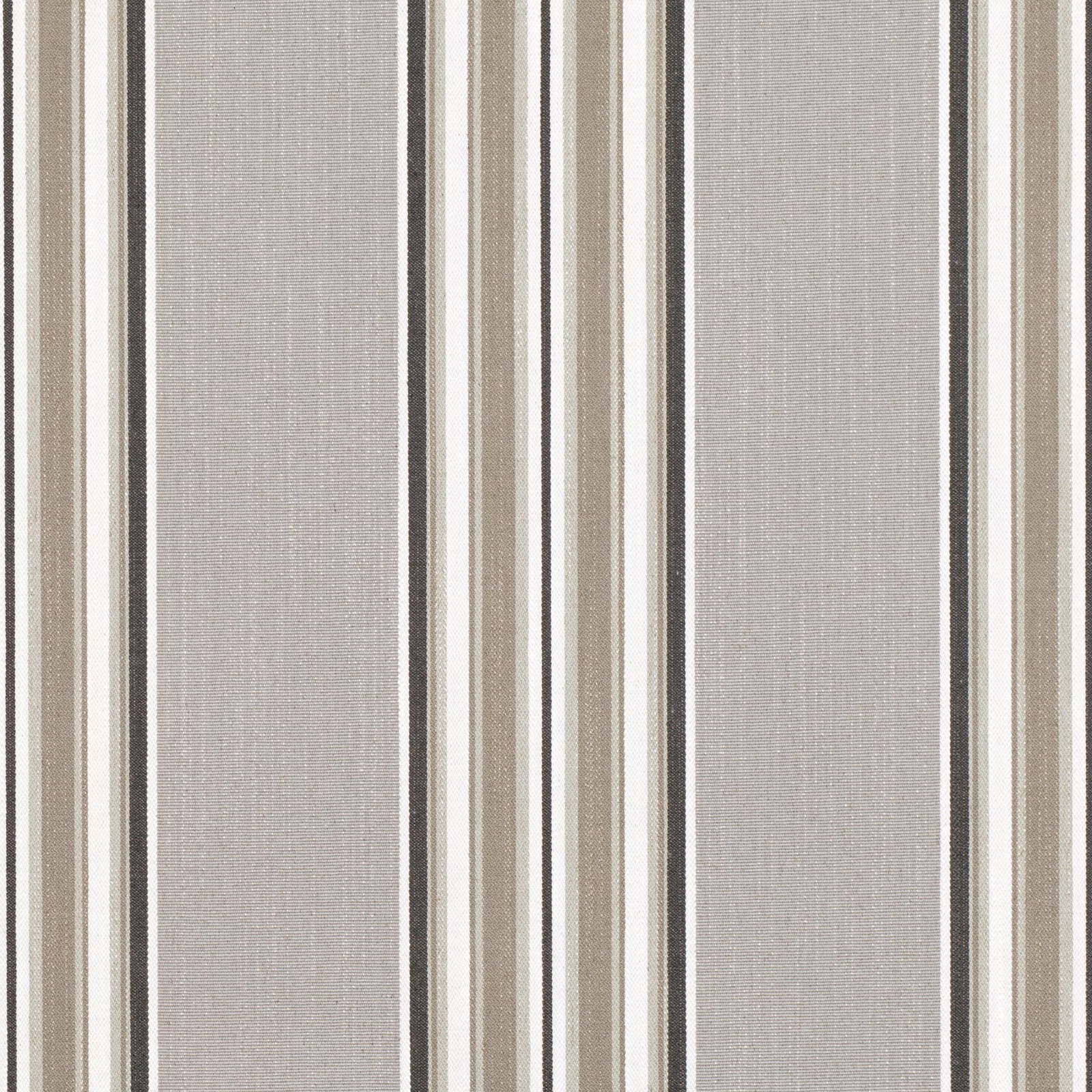 Stone-grey striped fabric with taupe, cream and charcoal vertical bands