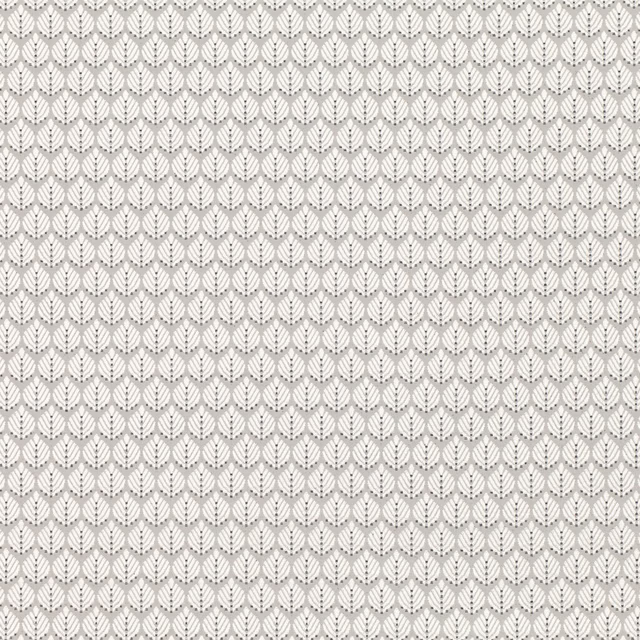 Warm ivory fabric with small taupe branching leaf motifs in regular rows